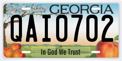 GA license plate QAI0702