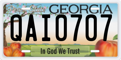 GA license plate QAI0707