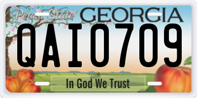 GA license plate QAI0709