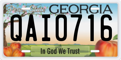GA license plate QAI0716
