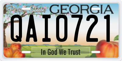 GA license plate QAI0721