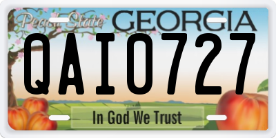GA license plate QAI0727