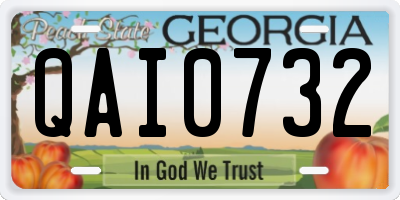 GA license plate QAI0732