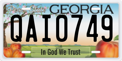 GA license plate QAI0749