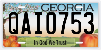GA license plate QAI0753