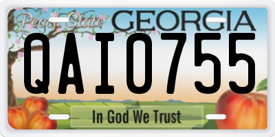 GA license plate QAI0755