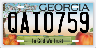 GA license plate QAI0759