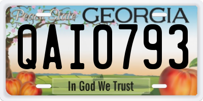 GA license plate QAI0793