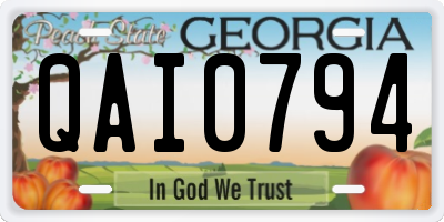 GA license plate QAI0794