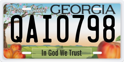 GA license plate QAI0798