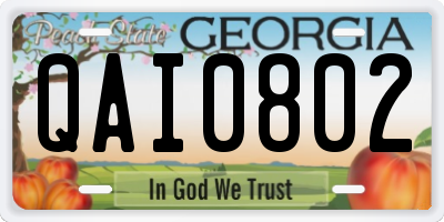 GA license plate QAI0802