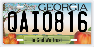 GA license plate QAI0816
