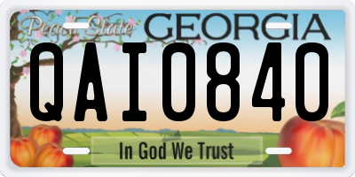 GA license plate QAI0840