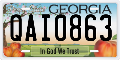 GA license plate QAI0863