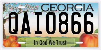 GA license plate QAI0866