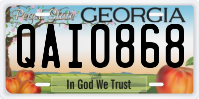 GA license plate QAI0868