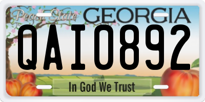 GA license plate QAI0892