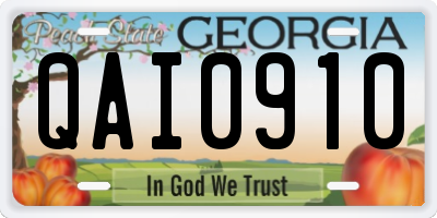 GA license plate QAI0910