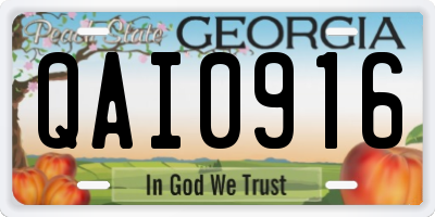 GA license plate QAI0916