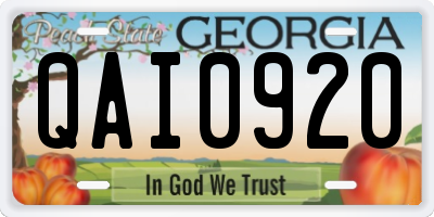 GA license plate QAI0920