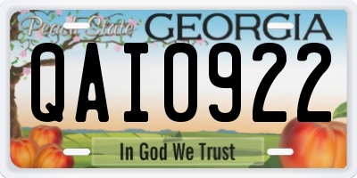 GA license plate QAI0922
