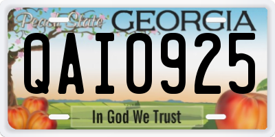 GA license plate QAI0925