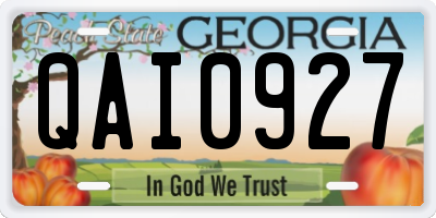 GA license plate QAI0927