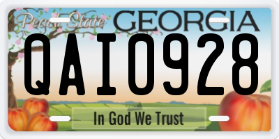 GA license plate QAI0928