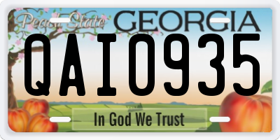 GA license plate QAI0935
