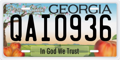GA license plate QAI0936