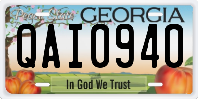 GA license plate QAI0940