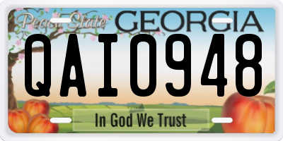 GA license plate QAI0948