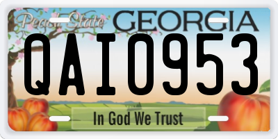 GA license plate QAI0953