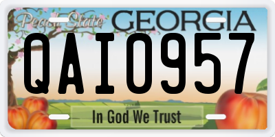 GA license plate QAI0957