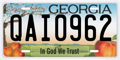 GA license plate QAI0962