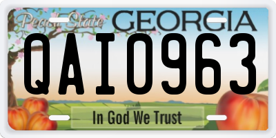 GA license plate QAI0963