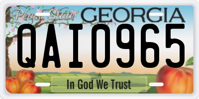 GA license plate QAI0965