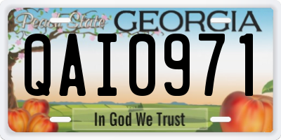 GA license plate QAI0971