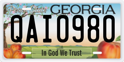 GA license plate QAI0980