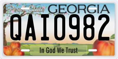 GA license plate QAI0982