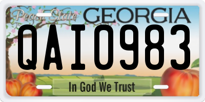 GA license plate QAI0983