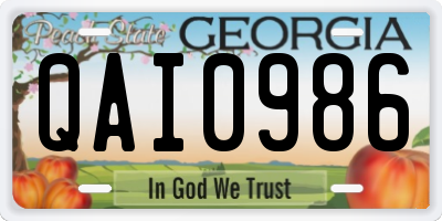 GA license plate QAI0986