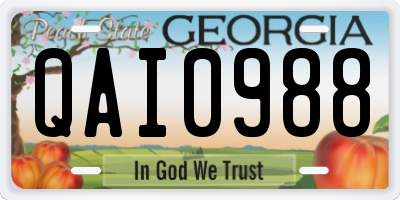 GA license plate QAI0988