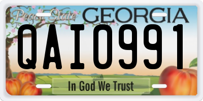 GA license plate QAI0991