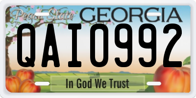 GA license plate QAI0992