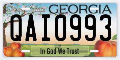 GA license plate QAI0993