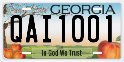 GA license plate QAI1001
