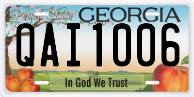 GA license plate QAI1006