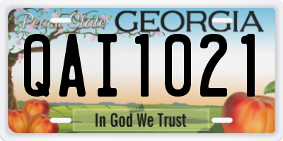 GA license plate QAI1021