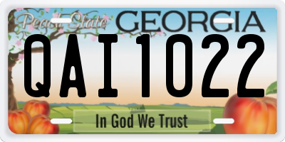 GA license plate QAI1022